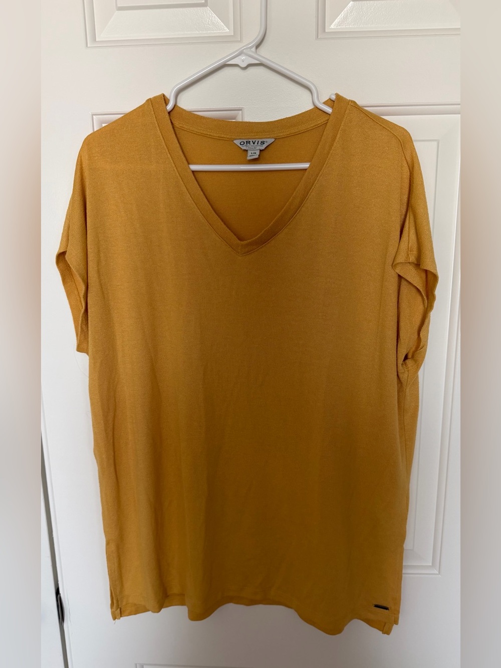 Orvis Women's V-Neck Short Sleeve Top - Mustard Yellow